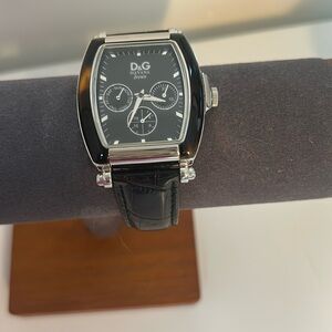D&G Black Leather Men's Watch